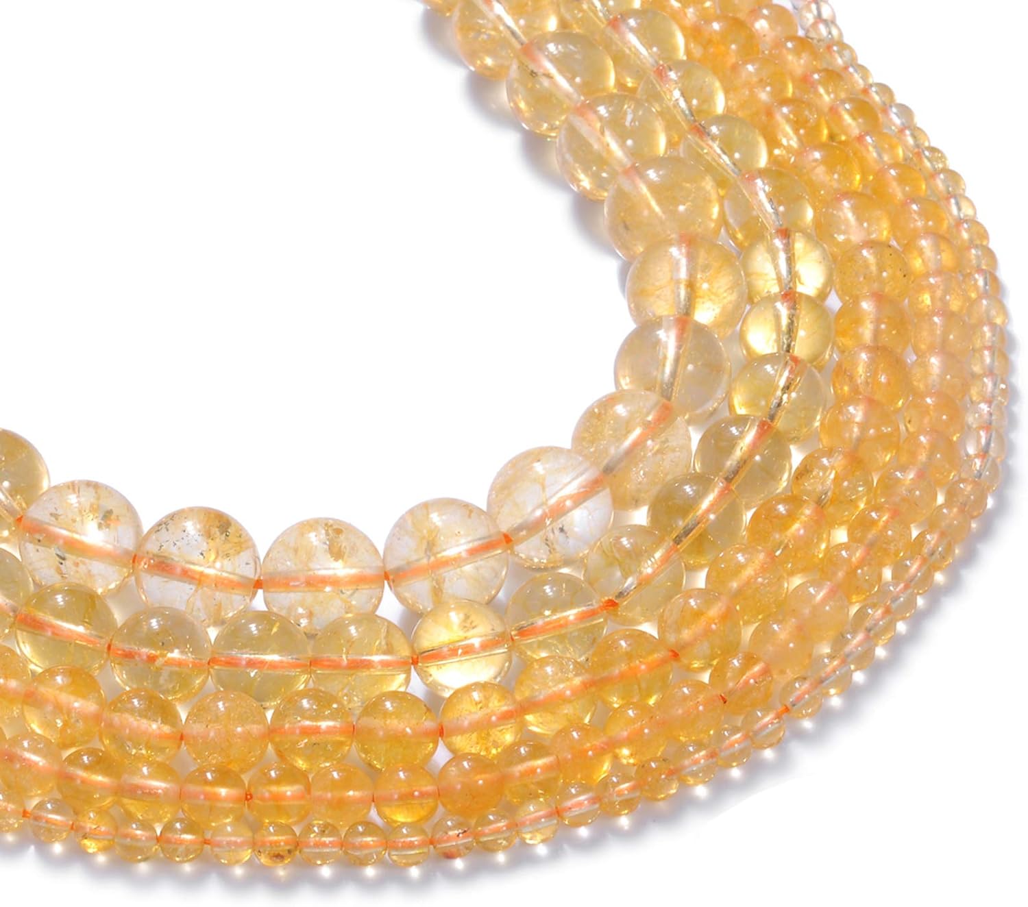 8MM Citrine Beads Round Smooth Natural Yellow Crystal Gemstone Beads for Jewelry Making DIY Gifts for Family and Friends (Citrine, 8mm)
