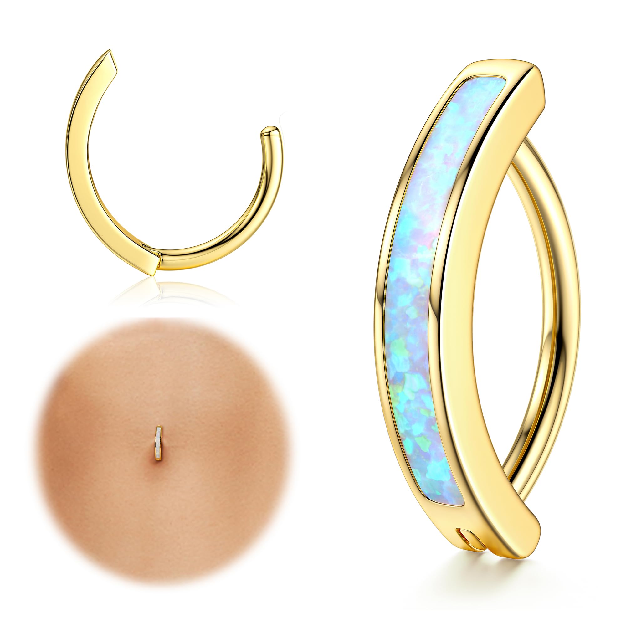 Adramata 14G Piercing Ombligo Plata de Ley 925 Clicker Piercing Ombligo CZ Piercing Ombligo Aro Plata Piercing Ombligo Colgante Corporal Piercing Joyas para Mujer