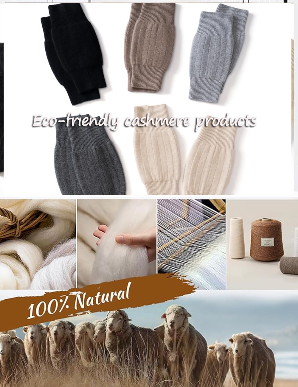 100% Cashmere knitted Elastic Knee Warmers-2-ply yarns Thickened Leg Warmer For Women,Men PS436