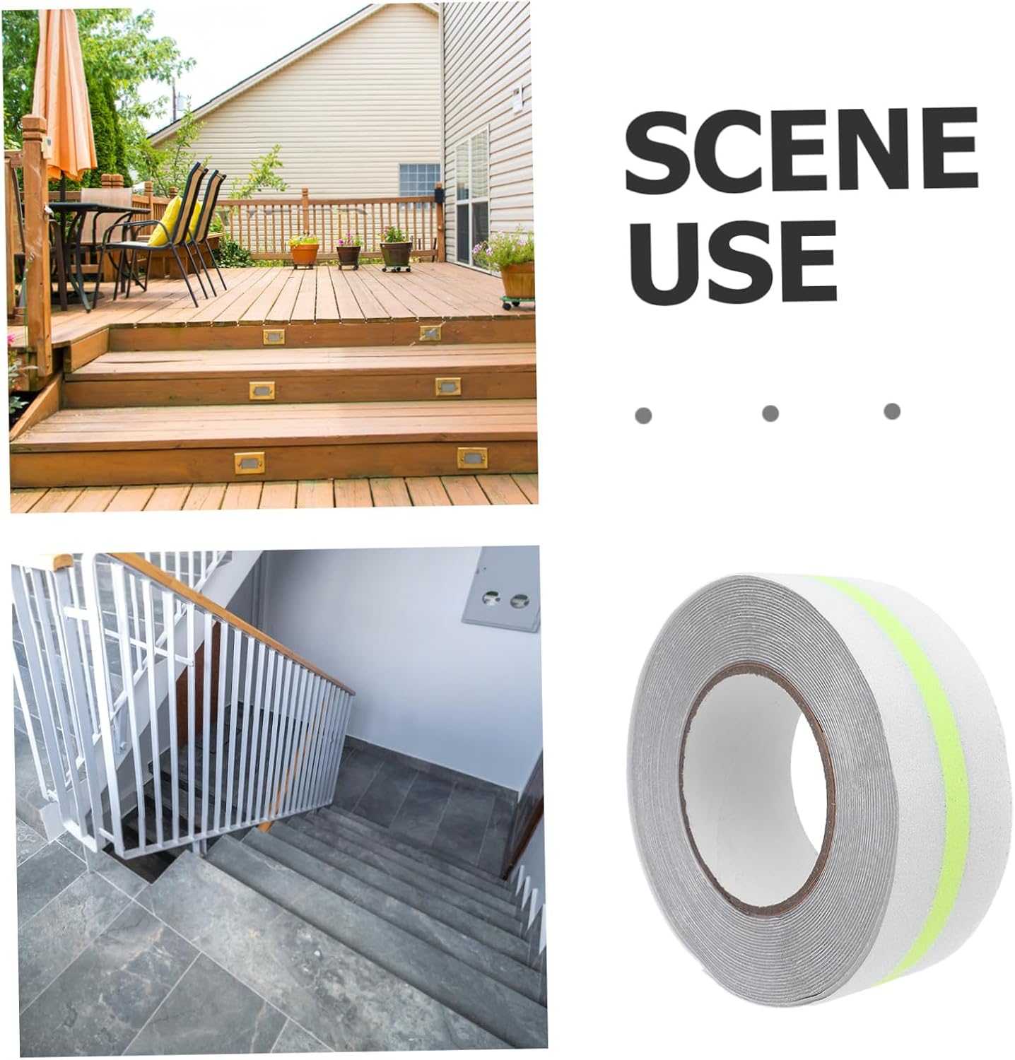 Ipetboom 1 Roll Non Slip Grip Tape for Indoor Stairs and Carpet, 10m Adhesive Glow the Dark Safety Tape with Fluorescent Reflective Peva Material for Living Areas, Nighttime Safety