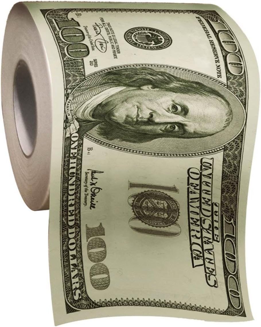 Treasure Gurus Roll of Toilet Paper One Hundred Dollar Bill 100
