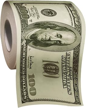 Treasure Gurus Roll of Toilet Paper One Hundred Dollar Bill 100