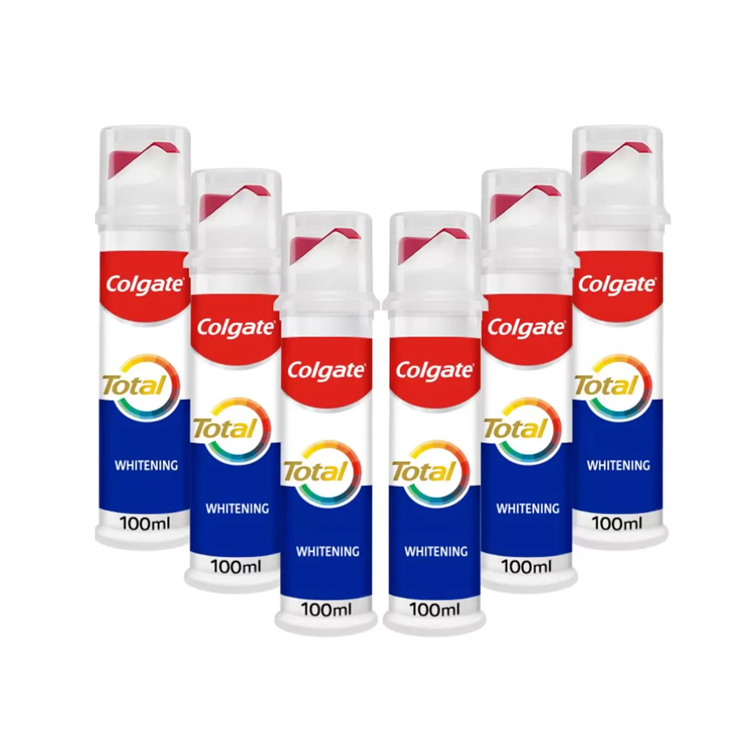 Colgate Pompa Sbiancante Dentifricio Avanzato Totale (100 ml) (Confezione da 6)