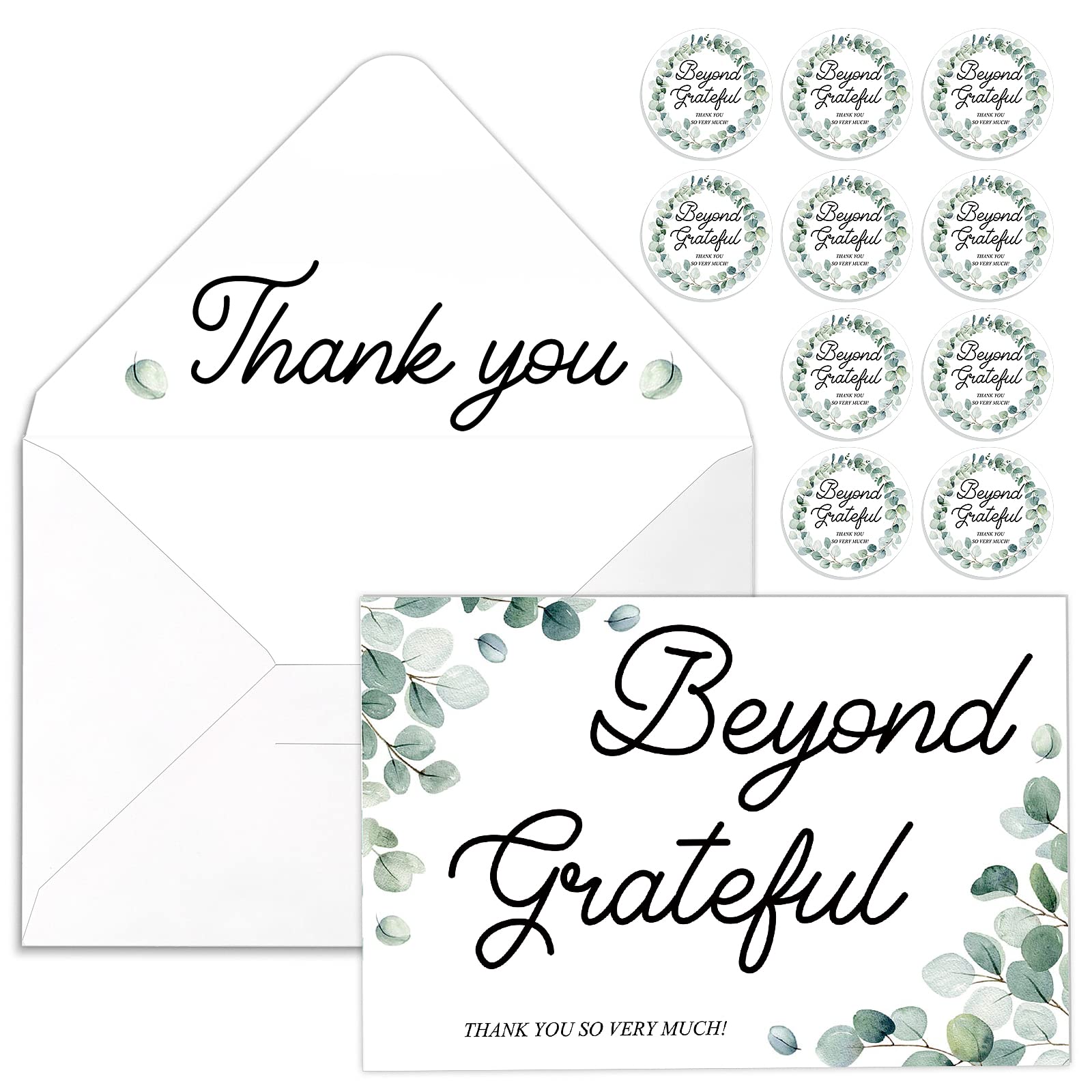 Amazon.com : 50 Pack Greenery Beyond Grateful Thank You Cards with  Envelopes Stickers Blank Thank You Notes Cards Watercolor Green Leaves Gift  Envelopes Card for Graduation Wedding Baby Shower Birthday Party :