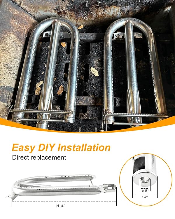 PNYZIK S13365 Heat Grill Burner Replacement Fit for Delta Heat 32 38 Inch BBQ Grill, Steel U Burner 3 Pack by PNYZIK - Image 6