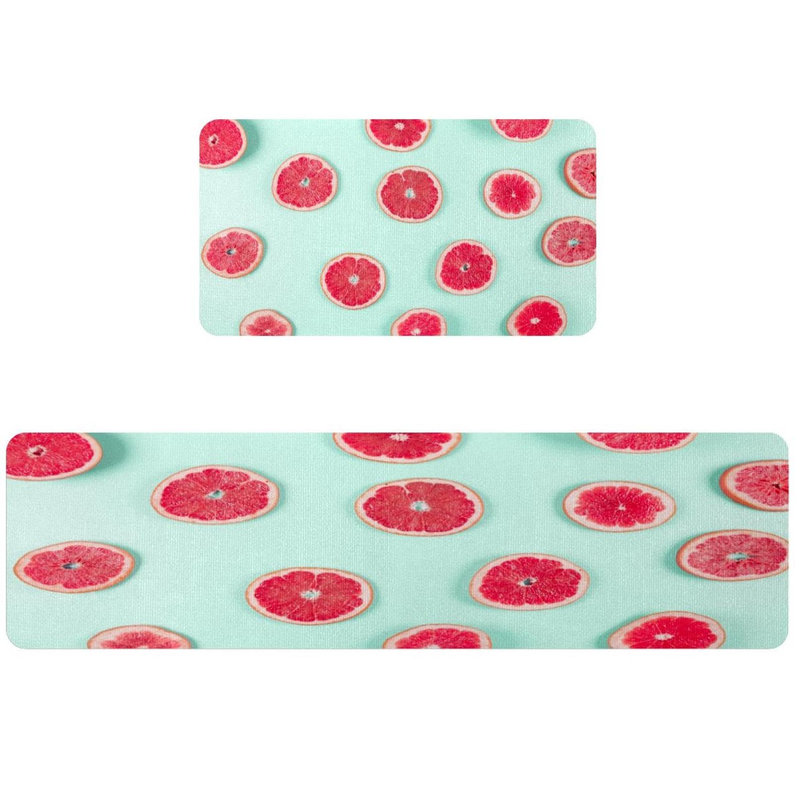 Alfombrillas de cocina VAPOKF para pasillo y cuarto de lavado con diseño de pomelo 2 unidades