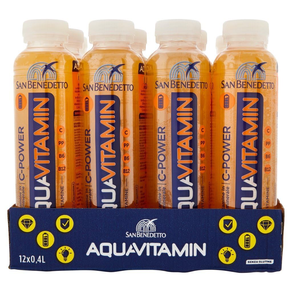Italian Gourmet Aquavitamin bevanda Testpaket 48 x 400ml Vitaminwasser PET | Mix aromatizzato con vitamine, erfrischender Durstlöscher in praktischen, Gesamtnettogewicht 19,2 L + Kostenlos Polpa 400g