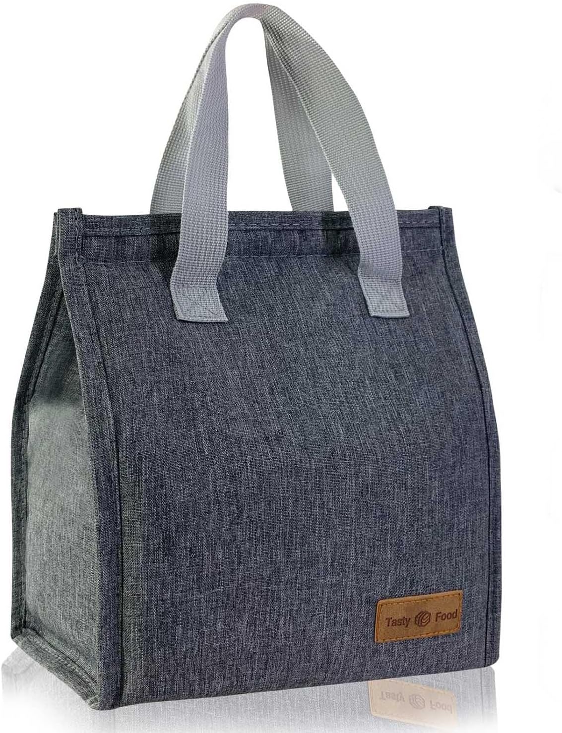 Minimalist Lunch Bag, Reusable Insulated Lunch Bag for Women Men, Adults Lunch Cooler Bag for Work Office Picnic or Travel (Grey)