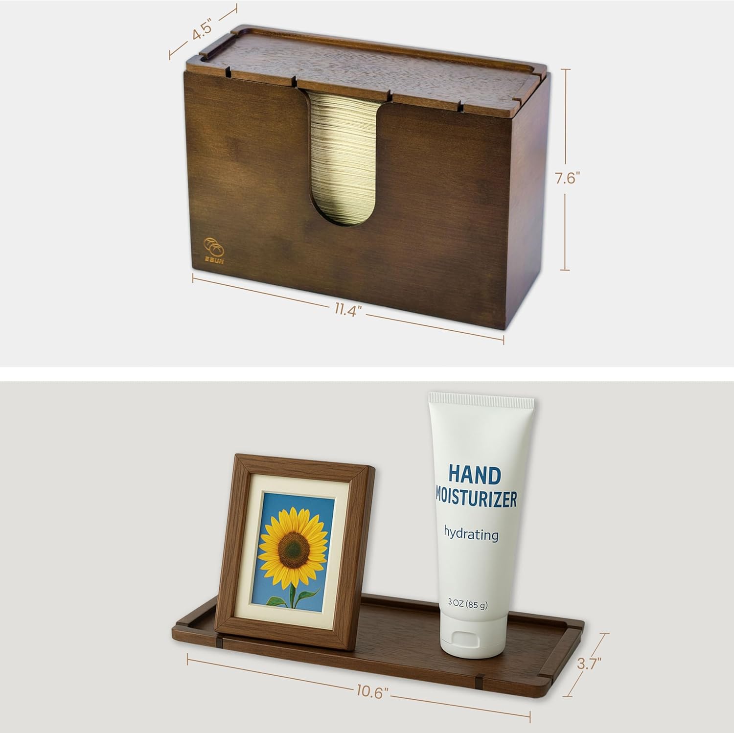 eBun Bamboo C Fold Paper Towel Dispenser – Wall Mount & Countertop Napkin Holder for Multifold, Z-Fold Styles, Modern Farmhouse Paper Towel Holder for Bathroom, Kitchen, Office & Commercial Use, Brown