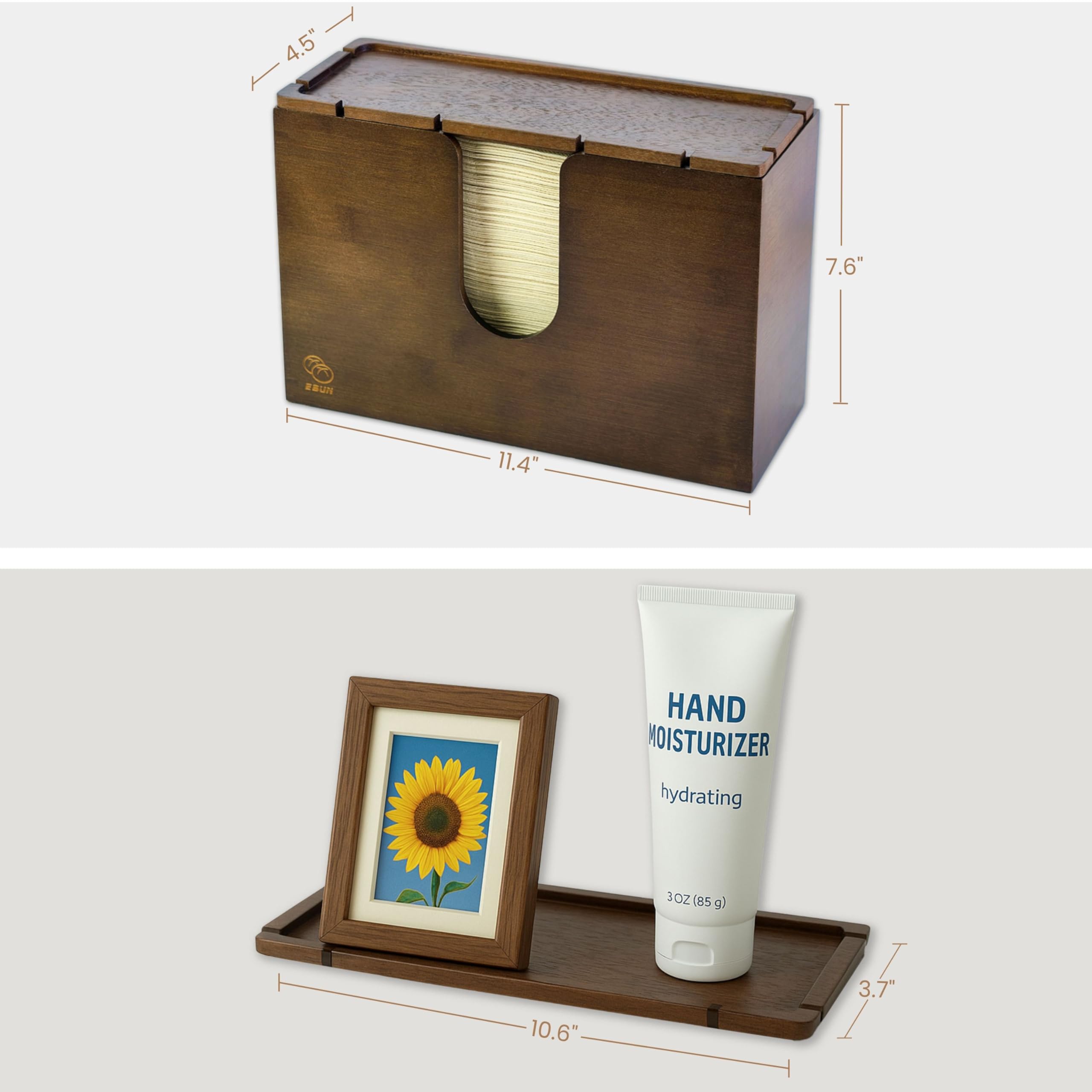 eBun Dispensador de toallas de papel de bambú, multipliegue, plegable en C y tríptico, dispensador de servilletas de madera para baño, soporte de toalla plegado, dispensador de toallas de mano