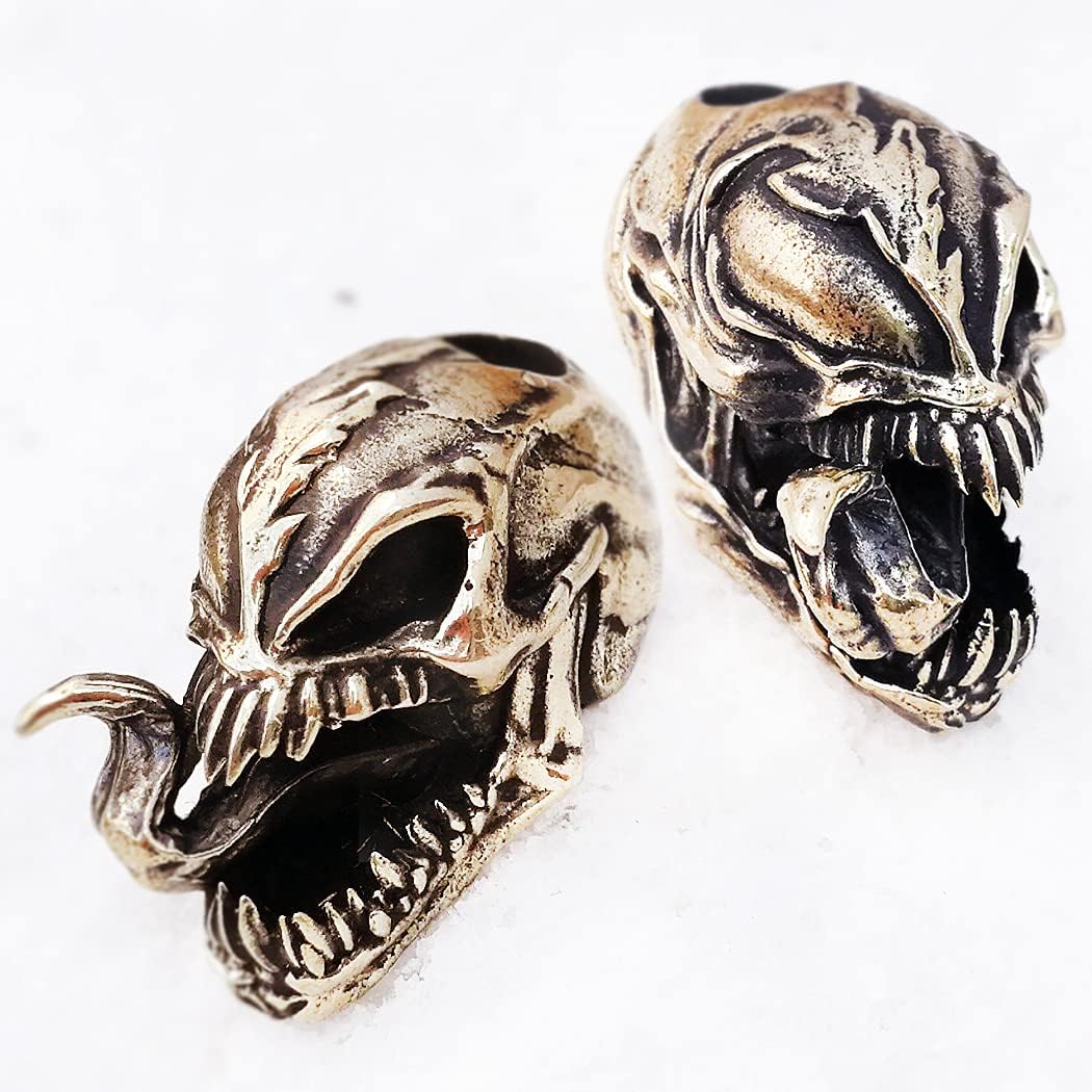 СooB EDC Paracord Bead, Knife Lanyard Bead Venom Skull. Metal Hand-Casted Paracord Beads Pendants for Paracord Knives Lanyards 1Pcs/Lot