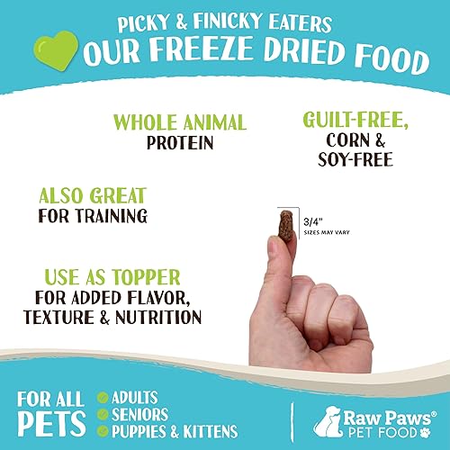 Miniatura 3 de Raw Paws Alimento liofilizado para perros y gatos, 16 onzas, fabricado en Estados Unidos, alimento liofilizado para perros, carne sin granos,