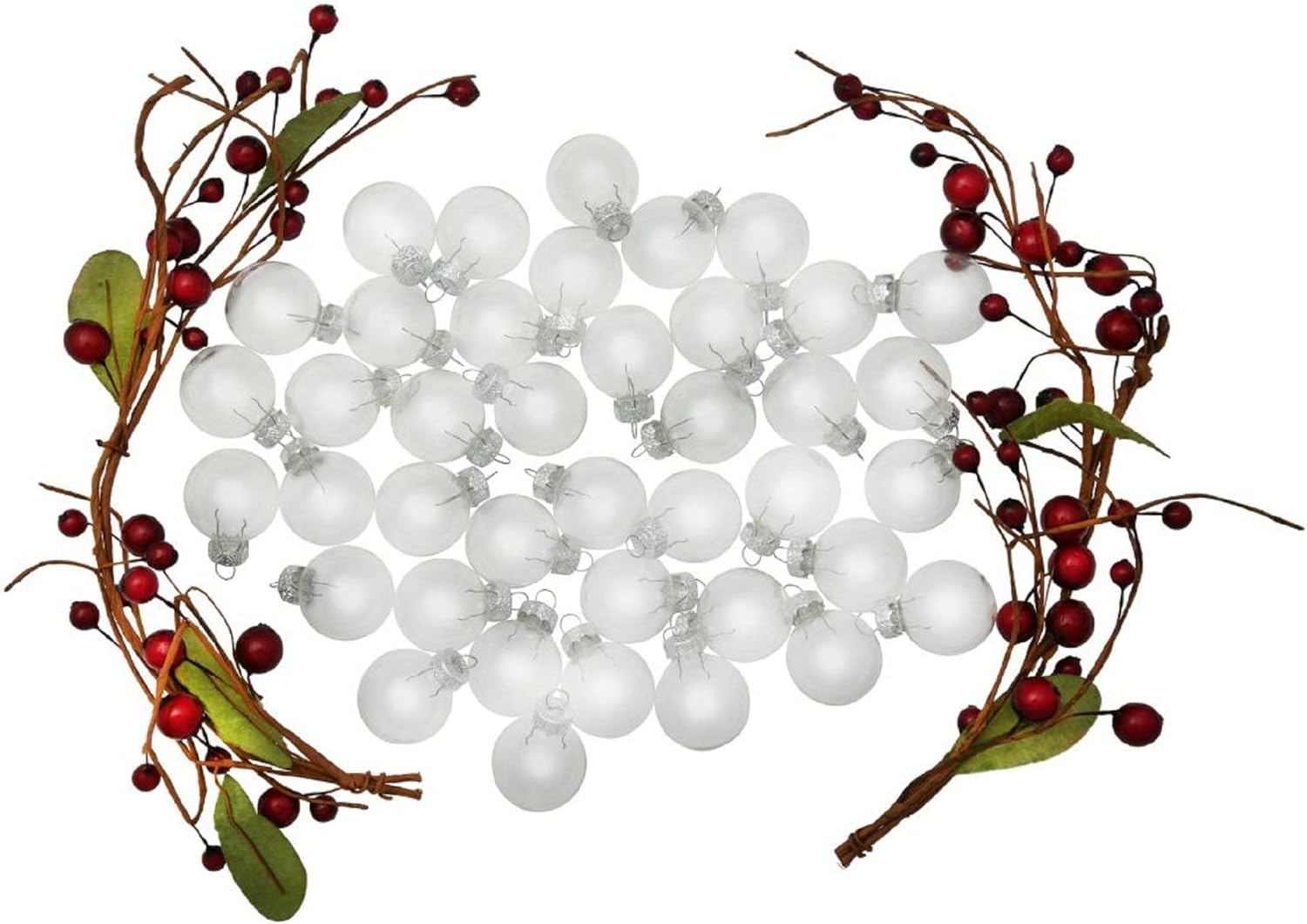 40ct Shiny Clear Transparent Glass Ball Christmas Ornaments 1.5" (40mm)