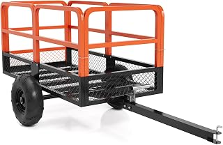 ATV UTV Trailer Tow Behind Dump Cart 22 Cu.ft 1600Lbs Steel, Heavy Duty Pull Behind Utility Dump Trailer for Lawn Mower Trailer Tractor Garden Yard with Removable Rear Panel