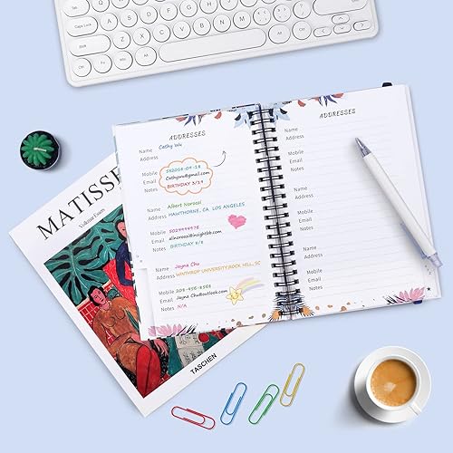 Miniatura 6 de JUBTIC Libreta de direcciones y contraseñas con pestañas alfabéticas, organizador de direcciones encuadernado en espiral para contactos, inicio de