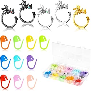 5PCS Dragon Crochet Ring + 150PCS Adjustable Knitting Loops Stitch Marker, Handmade Yarn Ring for Crocheting, Crochet Tools for Knitting Lover Handicraft Class - Buy now