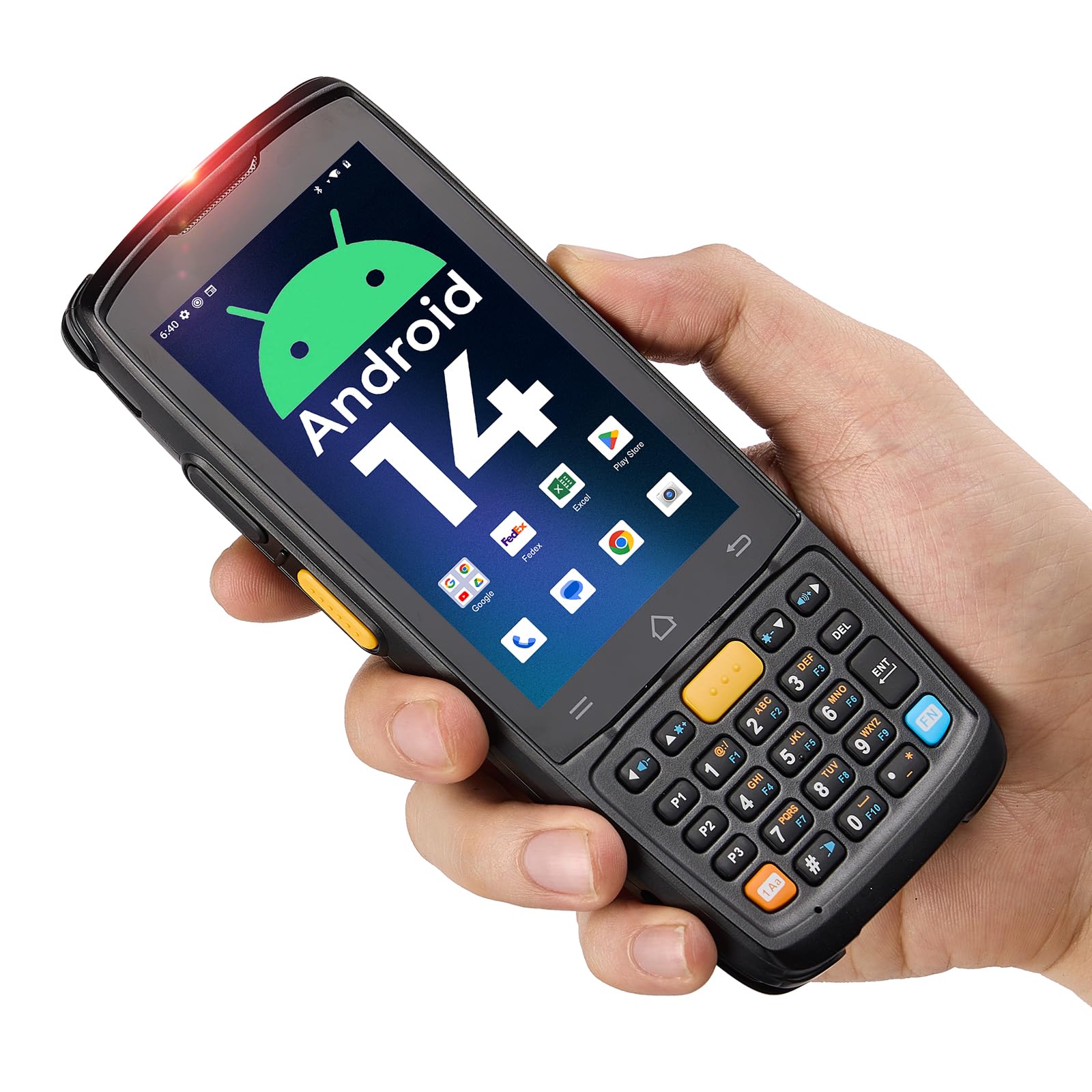 MUNBYN 2025 Scanner de Codes-Barres Android 14, PDA Portable 4GB+64GB, Équipé du Moteur de Scan HS7 1D & 2D, Écran Tactile 4 Pouces, Scanner Mobile 5000mAh pour Inventaire et Entrepôt