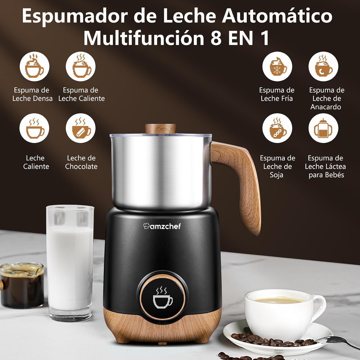 Amzchef 8-IN-1 - Panel táctil LED y modos de preparación