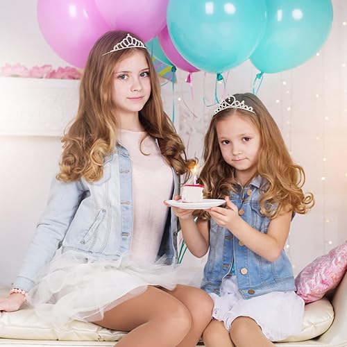 Miniatura 2 de CURASA 2 piezas de tiara de princesa de cristal plateado para niñas coronas de cumpleaños para mujeres coronas y tiaras para niños diadema de flores