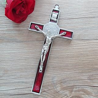 WE St. Benedict Red Enamel Wall Crucifix Religious Wall DÃ©cor 7.5