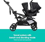 Baby Trend Sit n Stand Double 2.0 Stroller - Convertible Multi-Use Easy Fold Travel Toddler & Baby Tandem Double Stroller with Safety Harness and Storage Basket - Dash Black