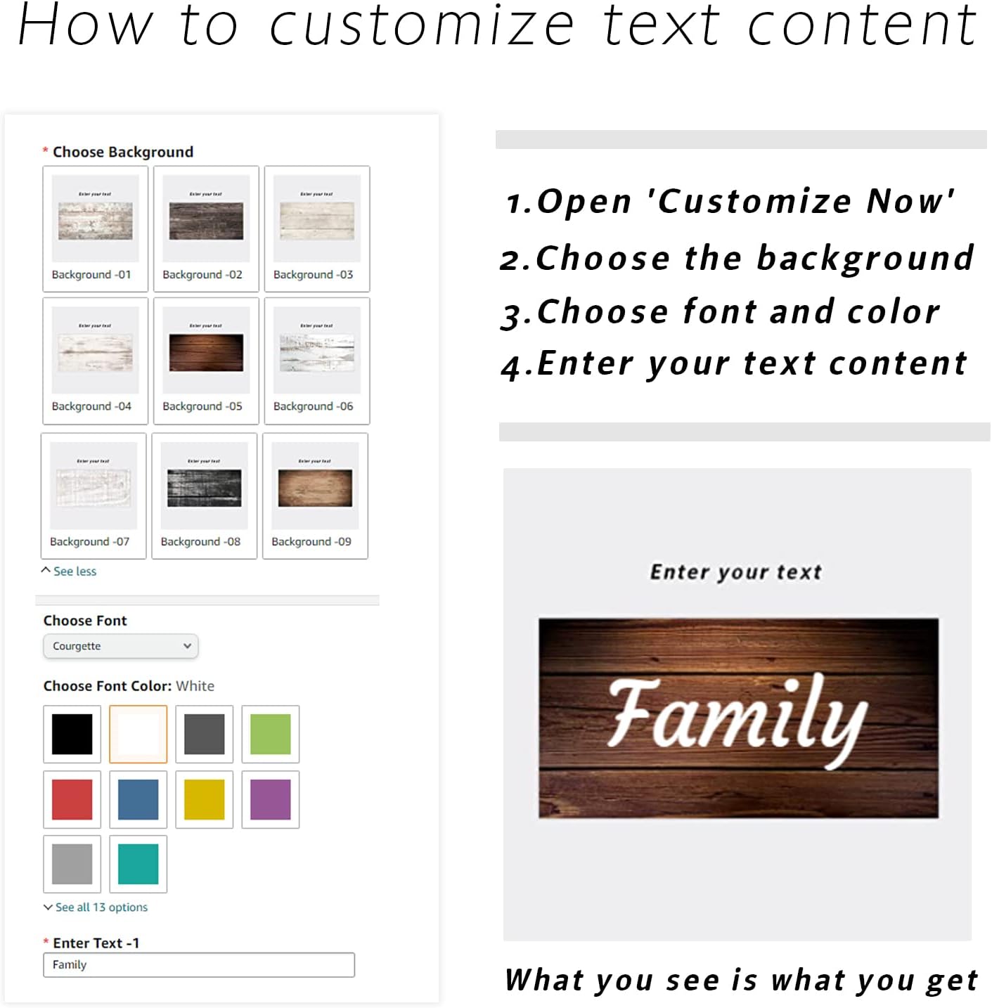 Custom Text Canvas Wall Art Print Personalized Quotes Wall Decor Customized Wooden Background Signs Plaques Rustic Home Decorations (7x21inch)