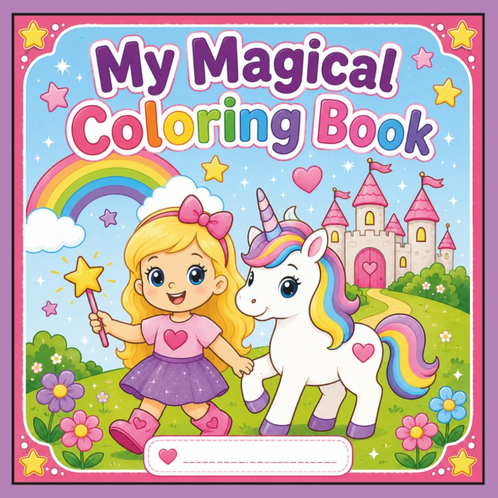 My Magical Coloring Book: A Cute Coloring Book for Girls Ages 3–6 Featuring Easy Unicorns, Fairies, Dragons, Magical Animals, Rainbows, Castles, and Enchanted Adventures