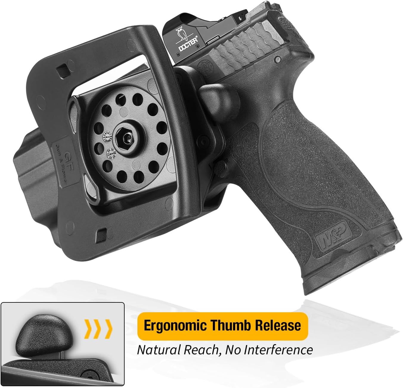 Glock 19/17 Holster, M&P 9/40 M2.0 Holster, OWB Thumb Release Paddle Holster Fits Glock 19 19X 32 44 45, Glock 17 22 31, M&P 9MM/.40 M2.0, SD9 VE/SD40 VE, Taurus G2C/G3C, 1911 5", Optics Compatible - Image 6