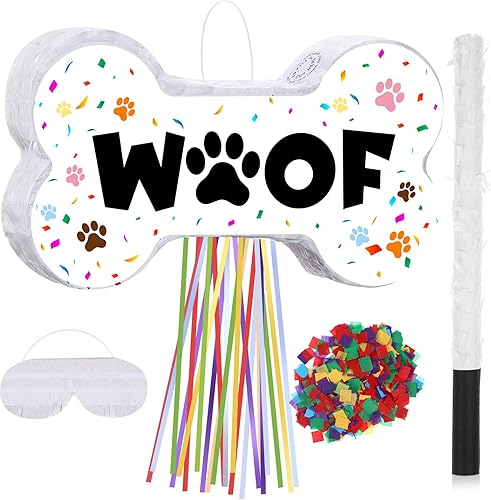 Miniatura 8 de Sotiff Juego de piñata de fiesta para cachorros, incluye piñata para fiesta de perro, palo, murciélago, máscara de ojos vendados, confeti para niñas