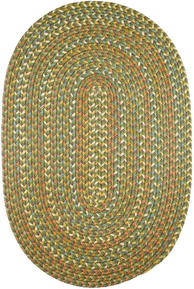 Confetti Indoor/Outdoor Braided Rug - Woven Rug Made in USA - Olive - 20" x 30" Oval