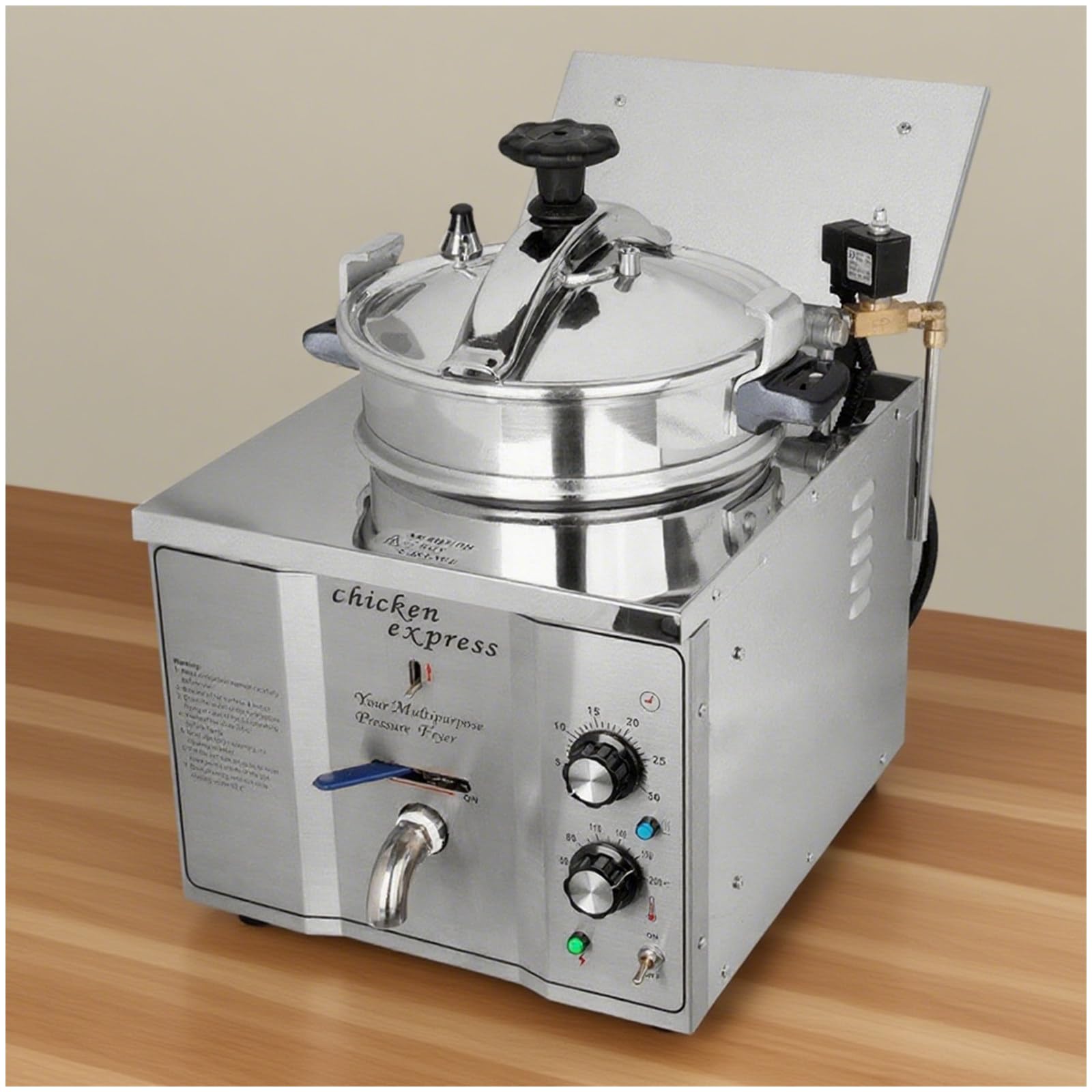 Macchina per Friggere Il Pollo Commerciale, Friggitrice ad Alta Pressione da 3000W, Friggitrice Elettrica da Banco da 16 Litri con Cestello, 50-200℃, per Snack Bar