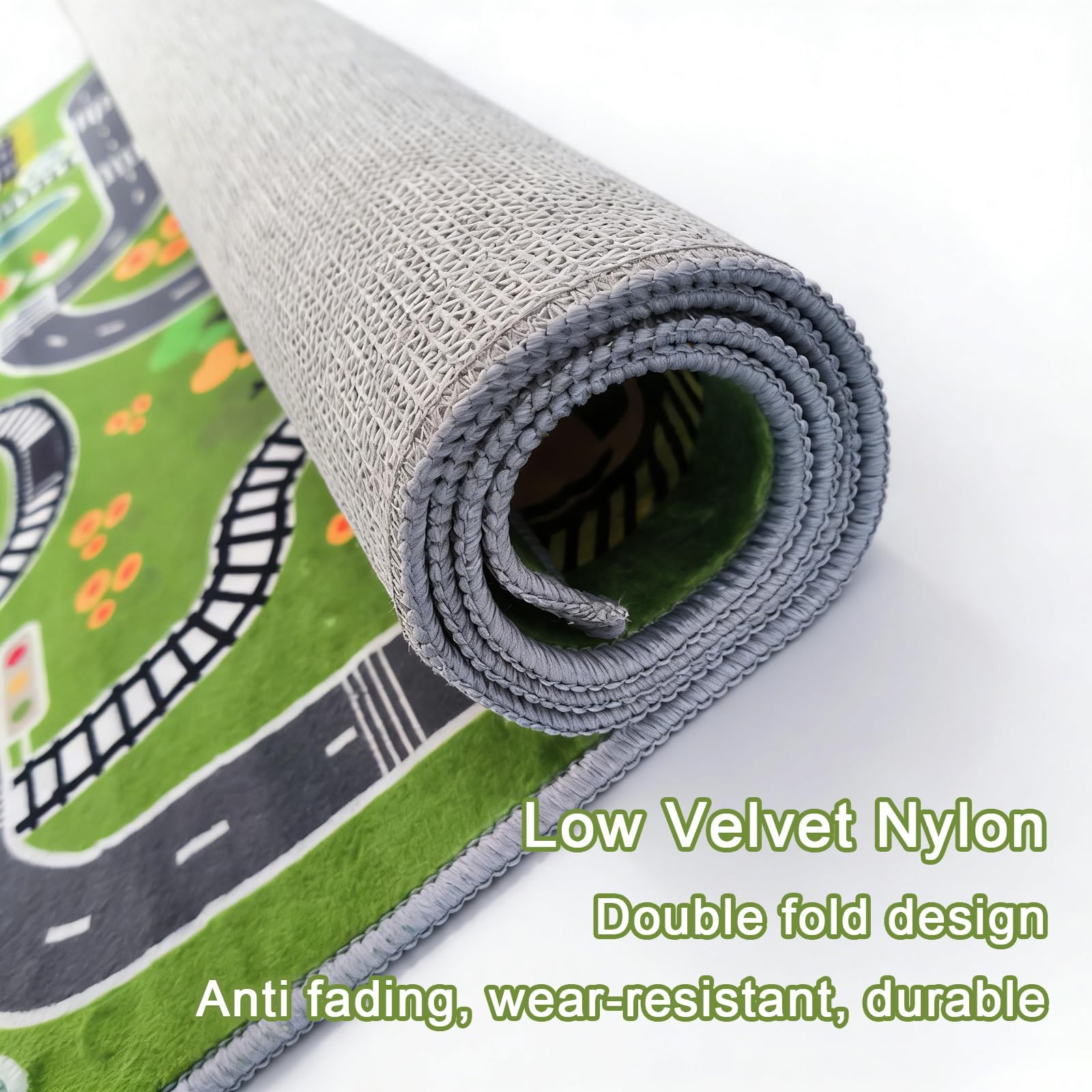 Tapis de Jeu éducatif Plan de Ville, Tapis de Sol épais et rembourré pour Chambre de garçon, Tapis d'apprentissage interactif avec stationnement et Panneaux de signalisation