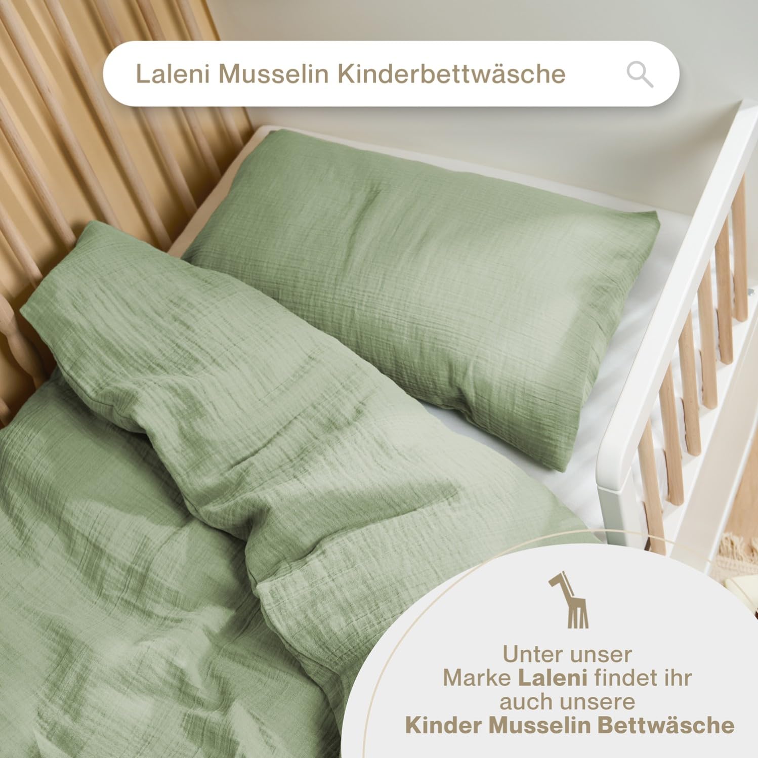 Blumtal Musselin Bettwäsche 135x200 cm + 80x80 cm - Oeko-TEX zert. Bettwäsche 135x200 Musselin aus 100% Baumwolle - extra weiches Bettwäsche-Set waschbar bei 40 °C - Sommerbettwäsche Grün