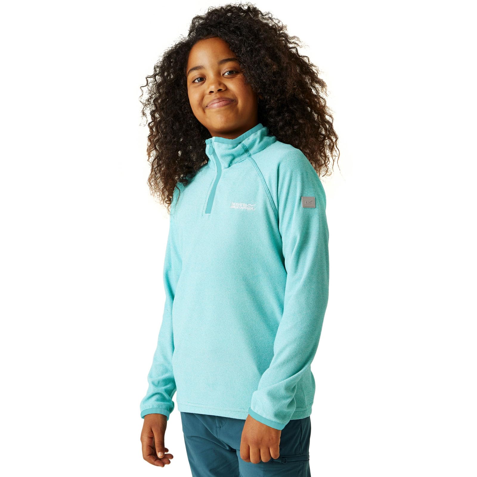 Regatta Kids Loco Half Zip Mini Stripe Fleece - Aqua - 3-4Yrs