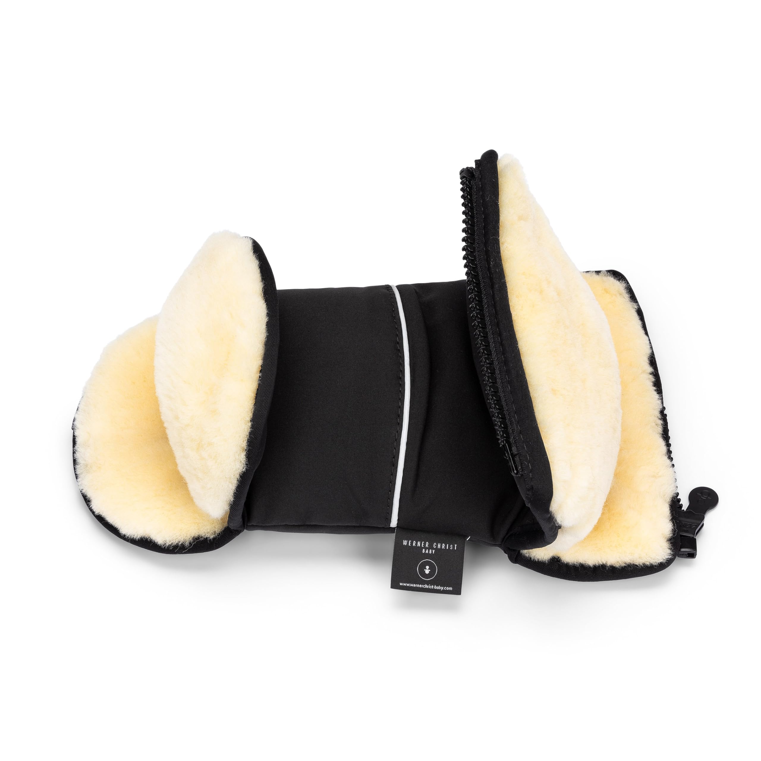 Lammfell Handwärmer von WERNER CHRIST BABY – GLOVY ICONIC LINE Handschuhe sind der ideale Kinderwagen-Muff aus medizinischem Fell, warmer wasserabweisender Handmuff, in schwarz