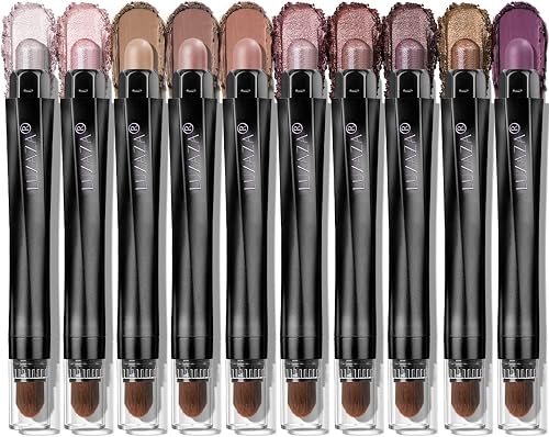 LUXAZA 10PCS Eyeshadow Stick Set, Shimmer And Neutral Brown Metallic Eye Shadow 