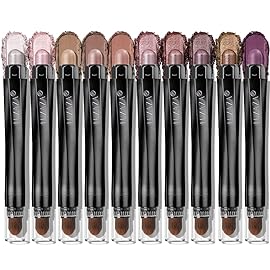 LUXAZA 10PCS Eyeshadow Stick Set, Shimmer And Neutral Brown Metallic Eye Shadow sticks,Cream Eyeshadow Pencil Crayon with Smudge-proof & Waterproof,Eye Brightener Stick Makeup Sets
