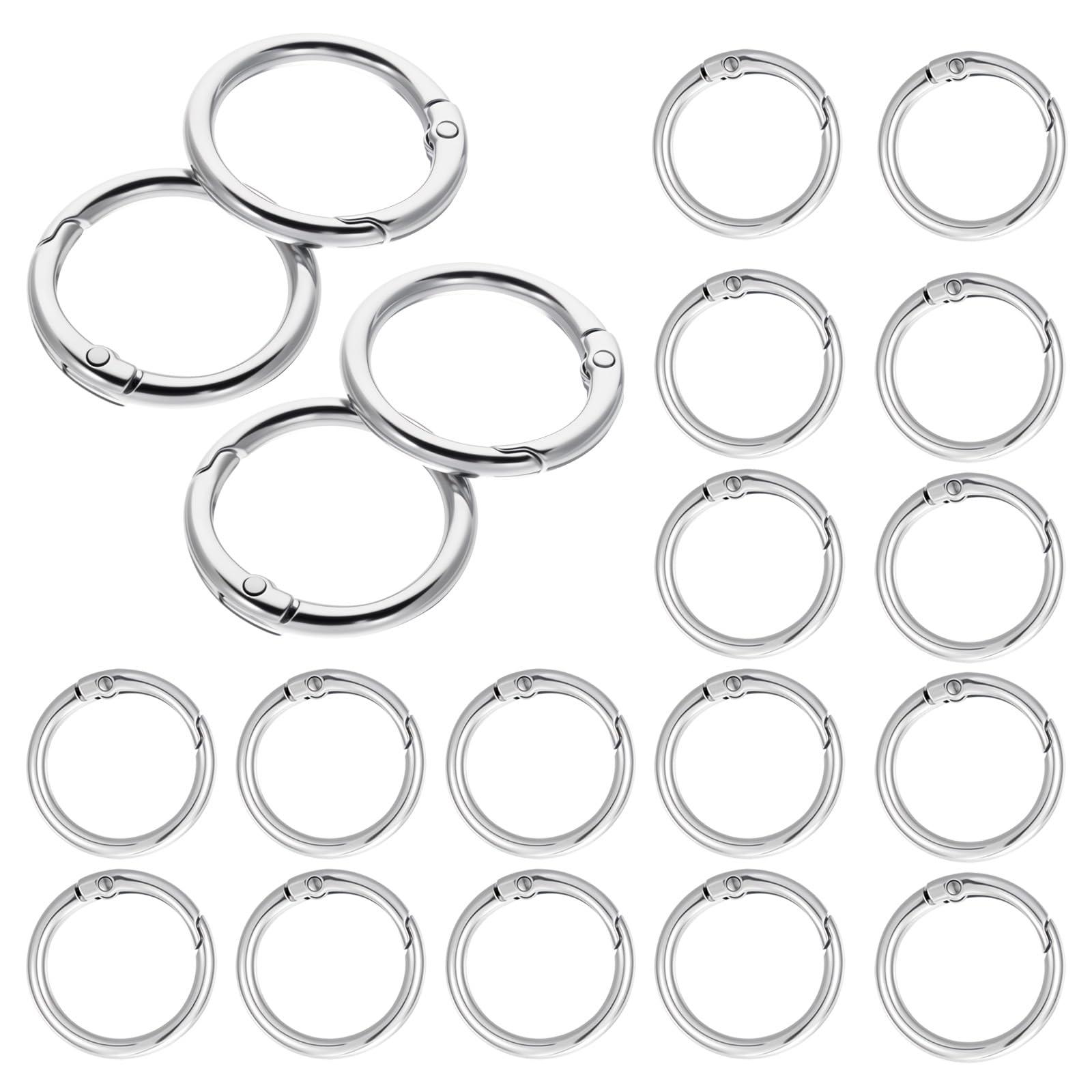 20pcs 1 Inch Round Spring O Rings Round,Meta Carabiner Clip Snap,Alloy Purse Clip Keychain Ring for Keyrings Buckle,Bags,Purses