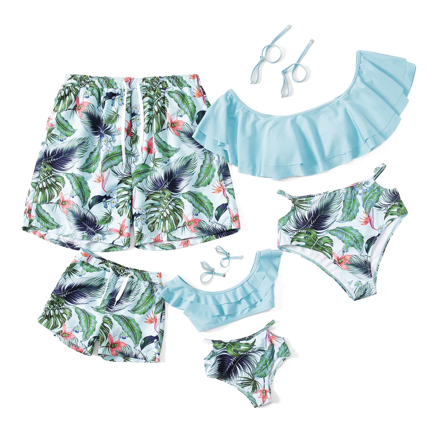 IFFEI Mommy and Me Family Matching Swimsuits 2 Piece Bikini Set with Straps
