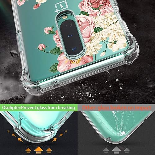 Miniatura 3 de Osophter Funda para Oneplus 8 no compatible con la versión Verizon, diseño floral de flores para niñas y mujeres, absorción de golpes, flexible de