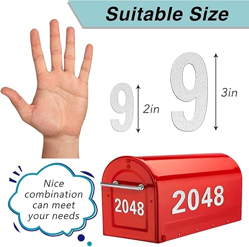 Miniatura 5 de Números reflectantes para buzones de correo para exteriores, 60 calcomanías impermeables para números de buzón, grandes de 3 pulgadas, 2 pulgadas,