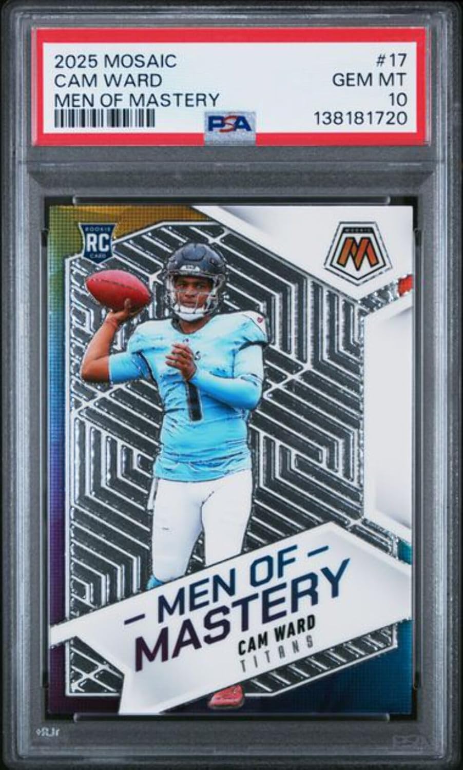 Graded 2025 Panini Mosaic Cam Ward #17 Men of Mastery Rookie RC Football Card PSA 10 Gem Mint