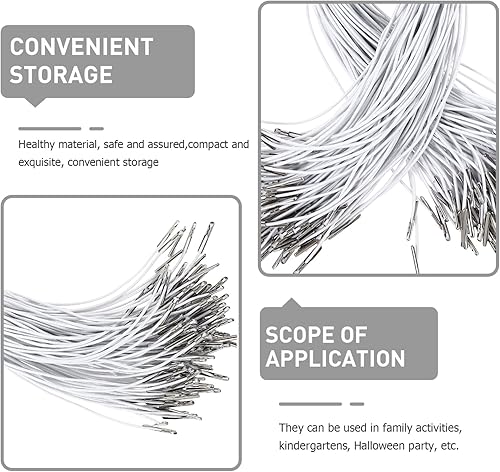 Miniatura 3 de EXCEART 100 cuerdas elásticas de púas redondas elásticas con púas metálicas dobles plateadas para máscaras, sombreros, capucha, menús, insignias,