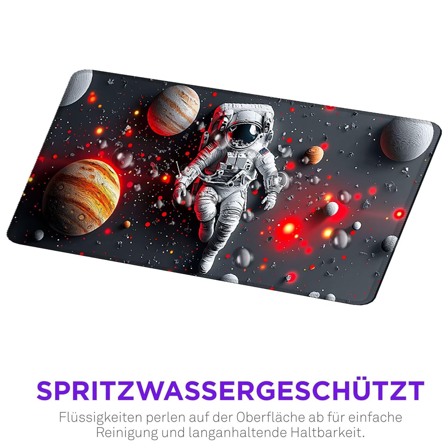 Podkładka pod mysz do gier, 1600 x 800 mm, XXL, duża gamingowa podkładka pod mysz, wodoodporna podkładka pod mysz, długa podkładka na biurko z przeszytymi krawędziami, mata na biurko z gumową podstawą