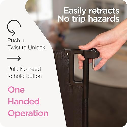 Miniatura 2 de Perma Child Safety Puerta retráctil para bebés para interiores y exteriores, 38.6 pulgadas de alto que se extiende hasta 79 pulgadas de ancho, color