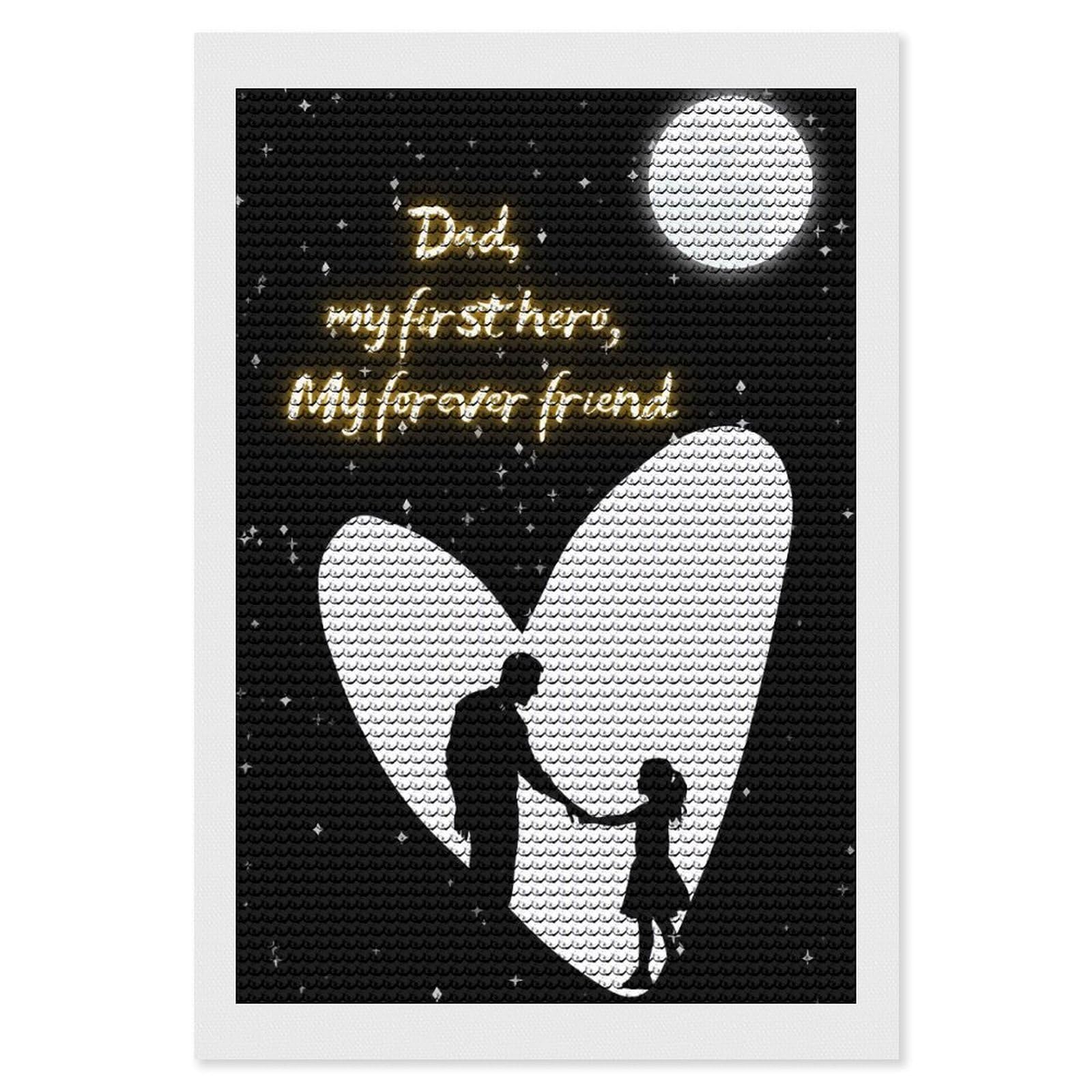 Junmoney Hero Dad Starry Sky Diamond Art Canvas 8"x12", Decorate Your Room, Mindful Craft Activity, Cosy Home Accent, Thoughtful Handmade Gift