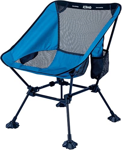Miniatura 5 de iClimb 2 sillas de pies grandes antihundimiento y 1 paquete de mesa plegable, ultraligero y compacto para dos adultos, mochilero al aire libre,