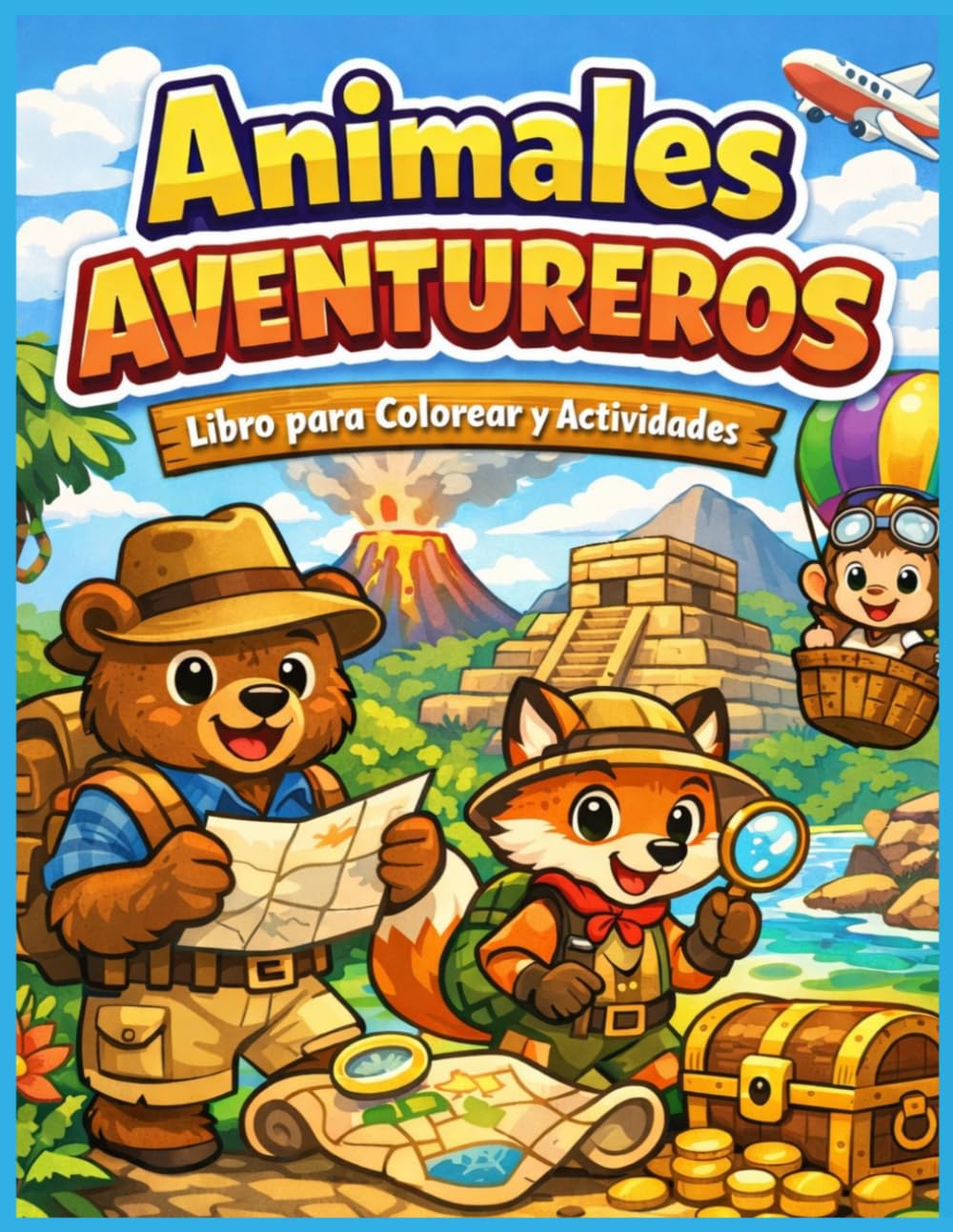 Animales aventureros: Libro para Colorear y Actividades