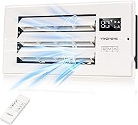 VIVOHOME 4x10 Register Booster Fan with Smart Thermostat, 10-Speed Remote, Adjustable Louvers - Quiet 120 CFM Inline Vent Fan for Floor Wall Ceiling - White