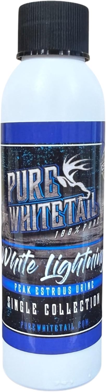 Pure Whitetail | White Lightning Peak Estrous Urine | Doe in Rut Scent | Doe Pee Mock Scrape Scent | Estrous Doe Urine | Fresh Natural Deer Pee